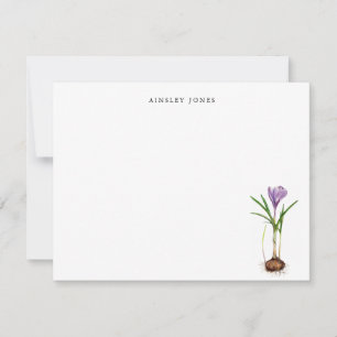 Elegant watercolor Purple Crocus spring flower Not Card