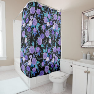 Elegant Watercolor Purple Floral Bouquet   Shower Curtain