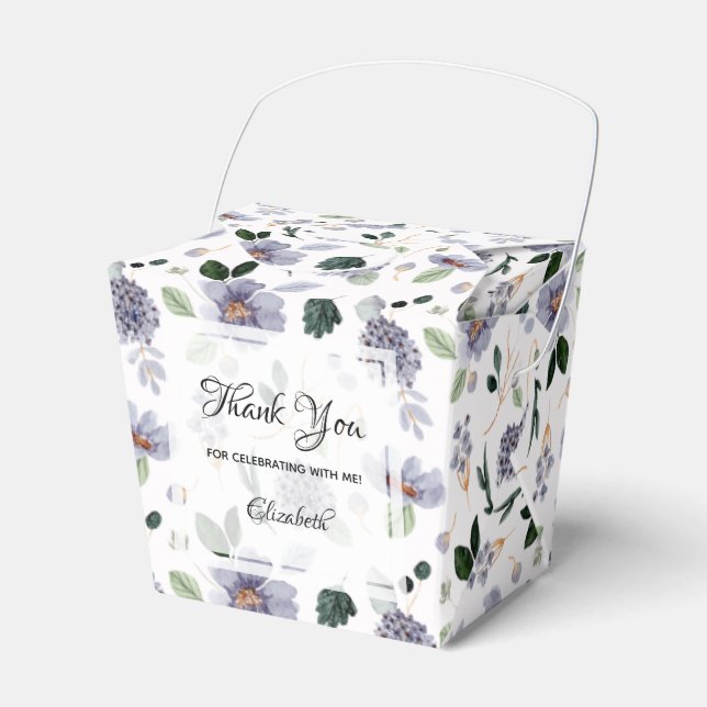 Elegant Watercolor Purple Floral Favour Box (Front Side)