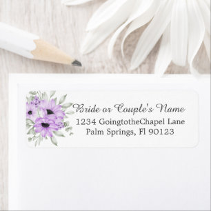 Elegant Watercolor Purple Floral Return Address