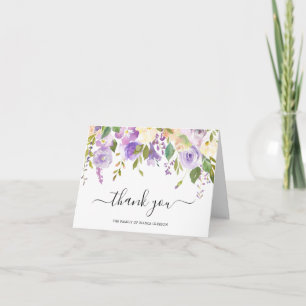 Elegant Watercolor Purple Floral Sympathy Funeral Thank You Card