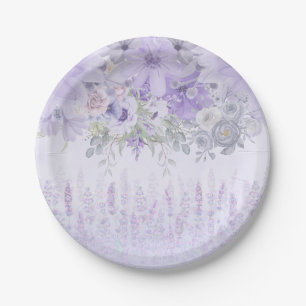 Elegant Watercolor Purple Lavender Color Paper Plate