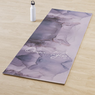 Elegant  Watercolor Purple Name  Yoga Mat