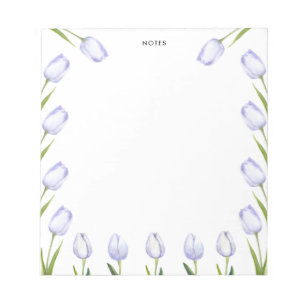 Elegant Watercolor Purple Tulip Blooms Floral Notepad