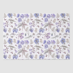 Elegant Watercolor Purple Violet Wildflowers Party Tissue Paper