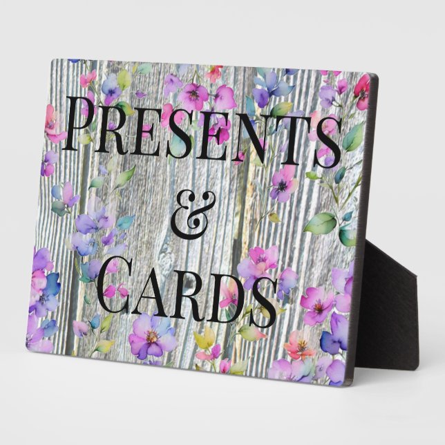 Elegant watercolor purple wildflowers barnwood plaque (Side)