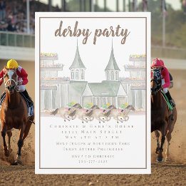 Elegant Watercolor Racing Horses Derby Party Invitation