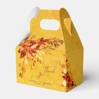 Elegant Watercolor Red and Gold Poinsettia Wedding Favour Box