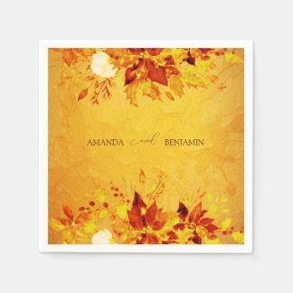 Elegant Watercolor Red and Gold Poinsettia Wedding Napkin