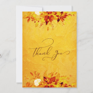 Elegant Watercolor Red and Gold Poinsettia Wedding Thank You Card