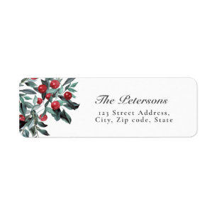 Elegant Watercolor Red Christmas Holly Berries