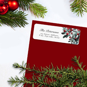 Elegant Watercolor Red Christmas Holly Berries