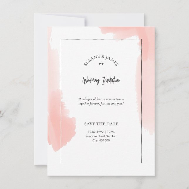 Elegant Watercolor Red Minimalist Wedding Invitation (Front)