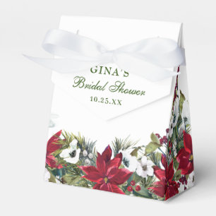 Elegant Watercolor Red Poinsettia Bridal Shower Favour Box