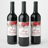 Elegant Watercolor Red Poinsettia Christmas