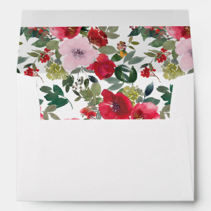Elegant Watercolor Red Rose Floral Wedding Envelope