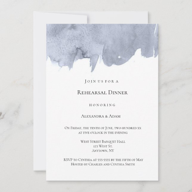 Elegant watercolor rehearsal dinner invitations (Front)