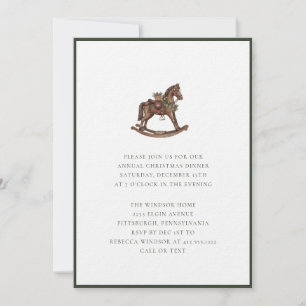 Elegant Watercolor Rocking Horses Plaid Christmas  Invitation