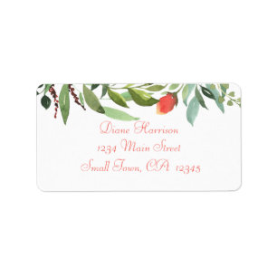 Elegant Watercolor Rose and Foliage Border Label
