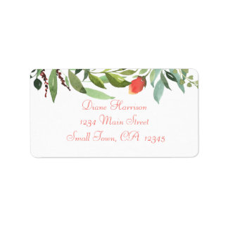 Elegant Watercolor Rose and Foliage Border Label