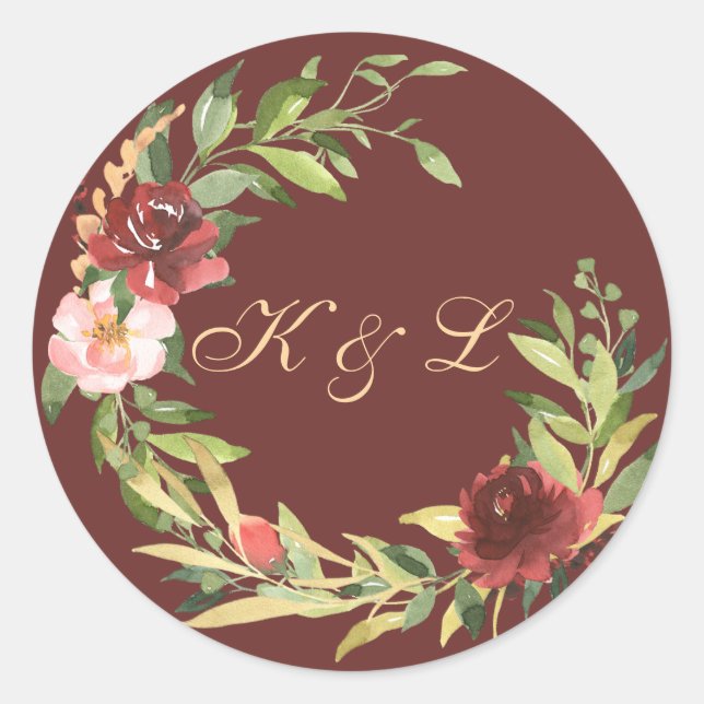 Elegant Watercolor Rose Bouquet Classic Round Sticker (Front)