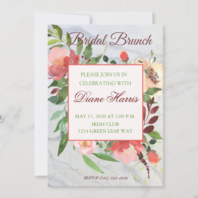 Elegant Watercolor Rose Bouquet Frame Invitation (Front)