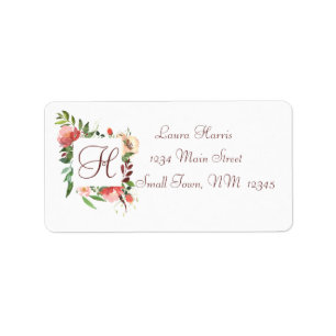 Elegant Watercolor Rose Bouquet Frame Label