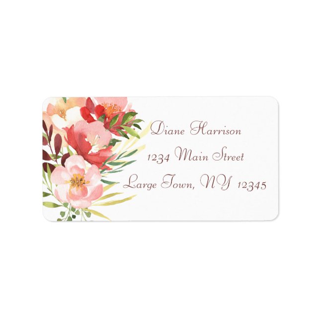 Elegant Watercolor Rose Bouquet Label (Front)