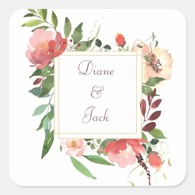 Elegant Watercolor Rose Bouquet Sticker (Front)