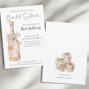 Elegant watercolor rose champagne bridal shower invitation