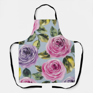 Elegant Watercolor Rose Floral Design Apron