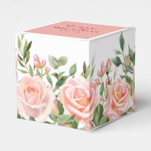 Elegant Watercolor Rose Florals Wedding Favour Box