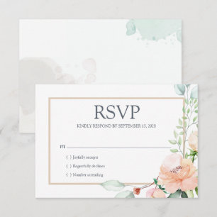 Elegant Watercolor Rose Pink Floral RSVP Card