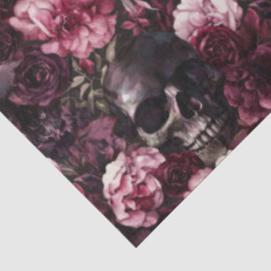 Elegant Watercolor Rose Skull Halloween Tissue Paper