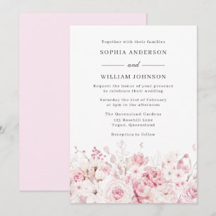 Elegant Watercolor Roses Beautiful Wedding  Invitation