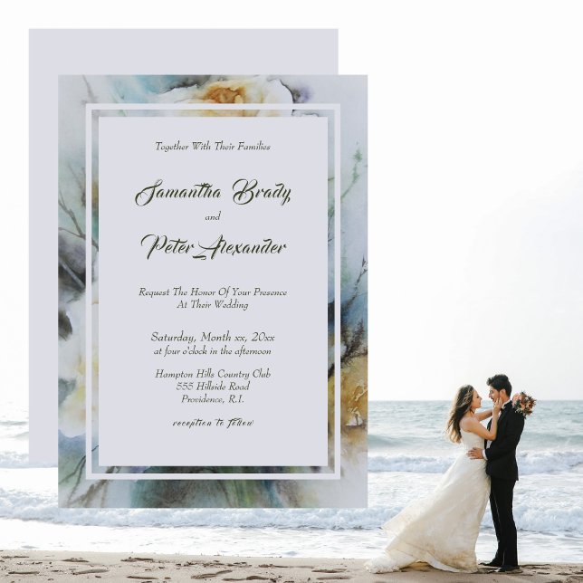 Elegant Watercolor Roses Cream with Sage Green Invitation (Creator Uploaded)