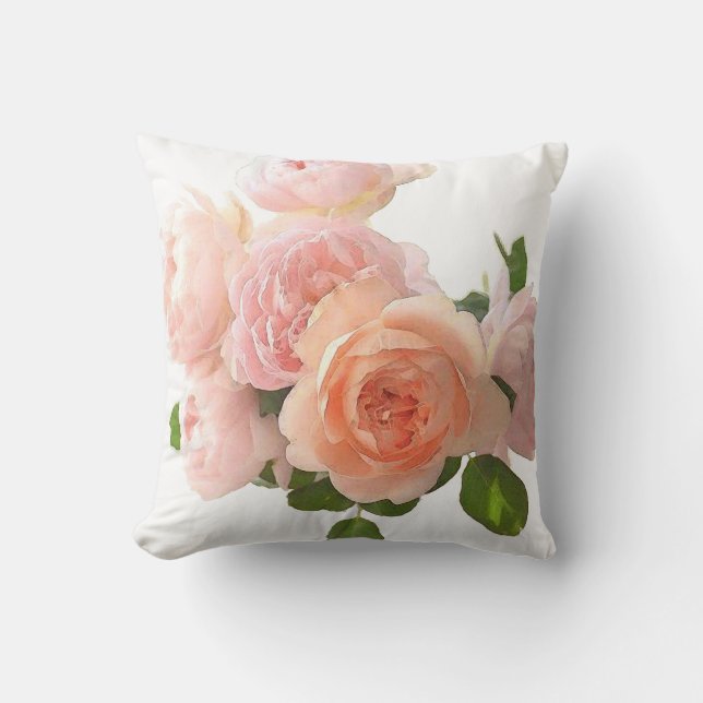Elegant Watercolor Roses Flowers Floral Template Cushion (Front)