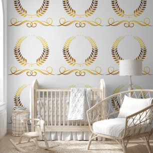 Elegant Watercolor Royal Crest Nursery Room Decor Wallpaper