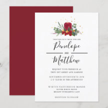 Elegant Watercolor Rustic Candle Christmas Wedding