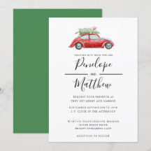 Elegant Watercolor Rustic Car Christmas Wedding