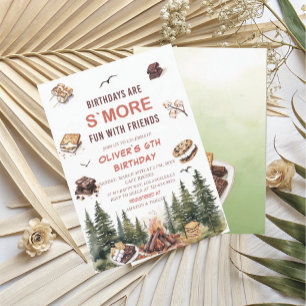 Elegant Watercolor S`more to love fall 6th birthd Invitation
