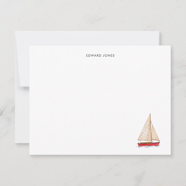 Elegant Watercolor Sailboat Yacht  Thank You Card (Front)