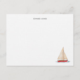 Elegant Watercolor Sailboat Yacht  Thank You Card