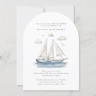 Elegant Watercolor Sailing Yacht Bridal Shower  Invitation