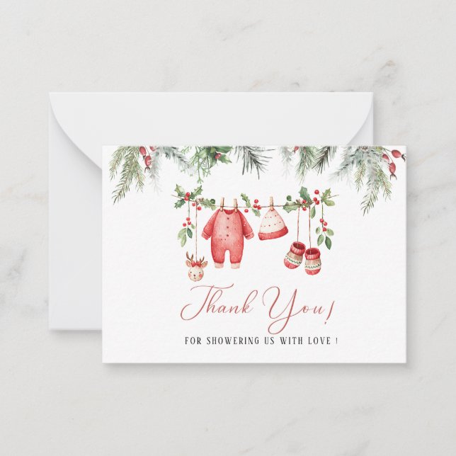 Elegant Watercolor Santa baby christmas Baby showe Card (Front)