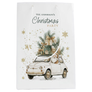 Elegant Watercolor Santa Christmas Party  Medium Gift Bag