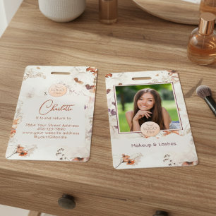 Elegant Watercolor Script Logo Photo Makeup ID Badge