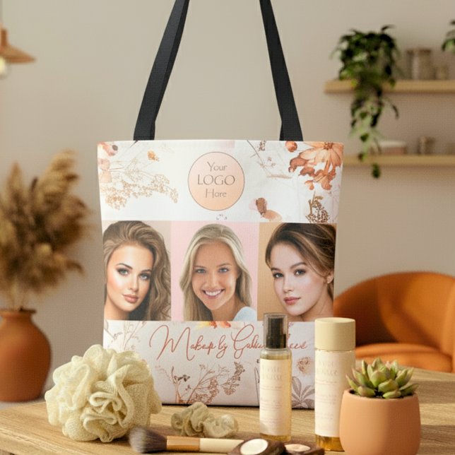 Elegant Watercolor Script Logo Photo Makeup Studio Tote Bag (Creator Uploaded)