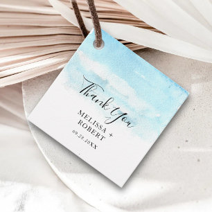 Elegant Watercolor Script Wedding Thank You Gifts Favour Tags