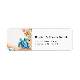 Elegant Watercolor Sea Turtle Beach Return Address